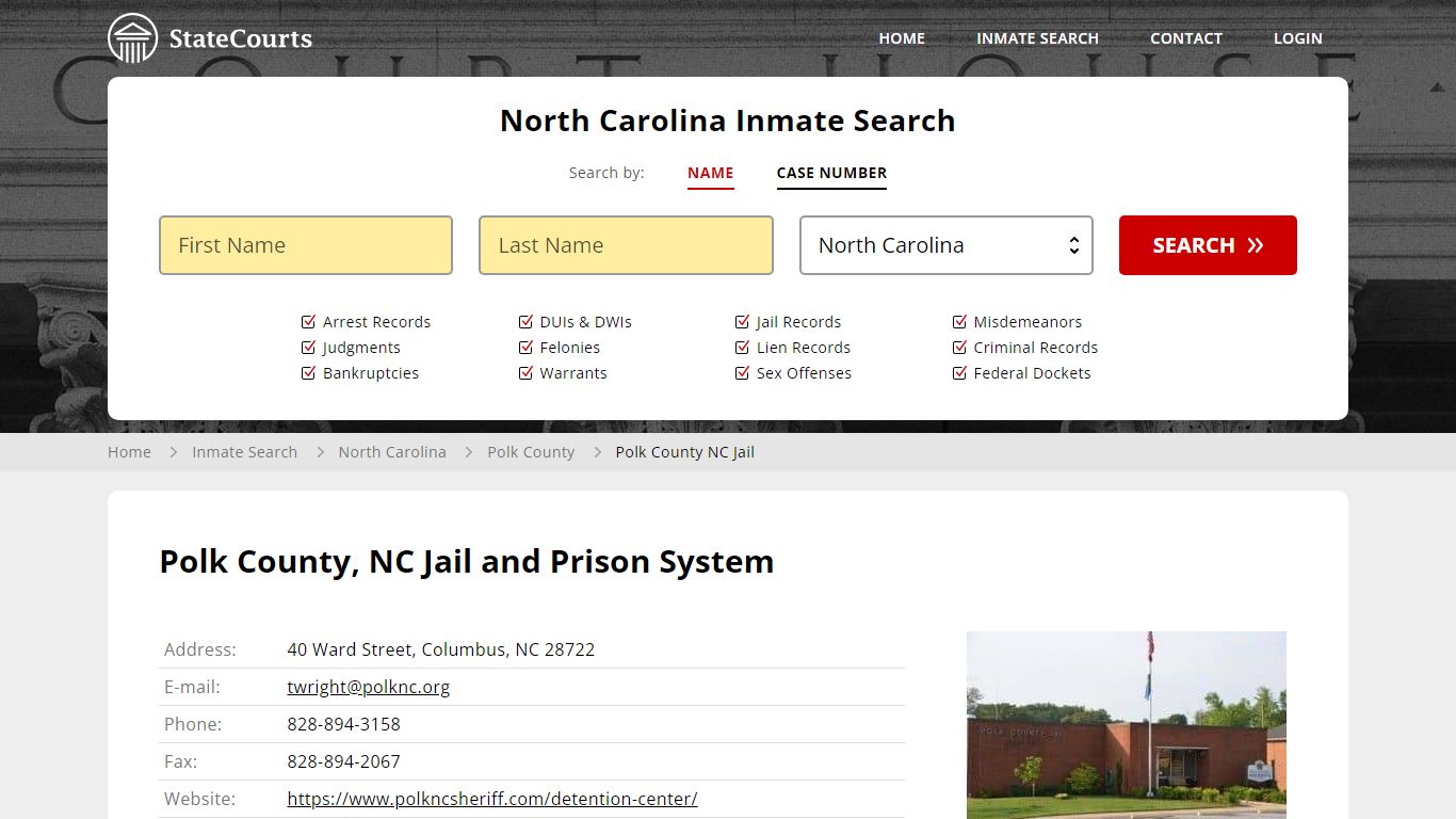 Polk County NC Jail Inmate Records Search, North Carolina - StateCourts