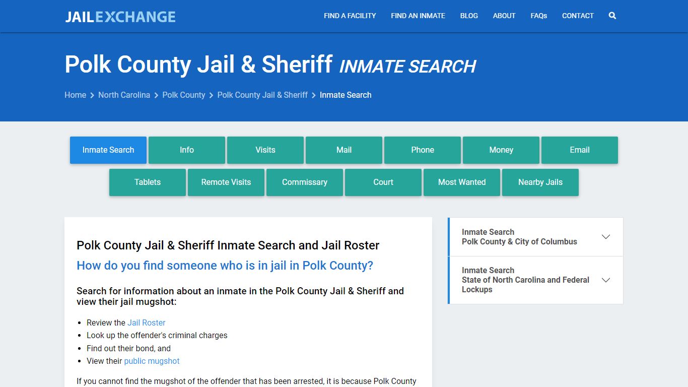Inmate Search: Roster & Mugshots - Polk County Jail & Sheriff, NC